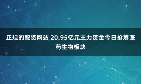 正规的配资网站 20.95亿元主力资金今日抢筹医药生物板块